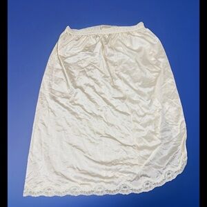 Vintage Sears The Doesn't Slip Womens Ivory Lace Trim Half Slip Skirt Sz M 27/29